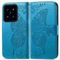 For Xiaomi 14 Pro Butterfly Love Flower Embossed Leather Phone Case(Blue)