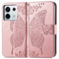 For Xiaomi Redmi Note 13 Pro Butterfly Love Flower Embossed Leather Phone Case(Rose Gold)