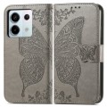 For Xiaomi Redmi Note 13 Pro Butterfly Love Flower Embossed Leather Phone Case(Grey)