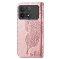 For Xiaomi Redmi K70 Butterfly Love Flower Embossed Leather Phone Case(Rose Gold)