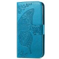 For Xiaomi Redmi K70 Butterfly Love Flower Embossed Leather Phone Case(Blue)