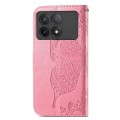 For Xiaomi Redmi K70 Butterfly Love Flower Embossed Leather Phone Case(Pink)