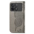 For Xiaomi Redmi K70 Butterfly Love Flower Embossed Leather Phone Case(Grey)