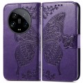 For Xiaomi 14 Ultra Butterfly Love Flower Embossed Leather Phone Case(Dark Purple)