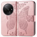 For Xiaomi Redmi A3 Butterfly Love Flower Embossed Leather Phone Case(Rose Gold)