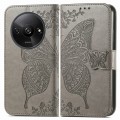 For Xiaomi Redmi A3 Butterfly Love Flower Embossed Leather Phone Case(Grey)