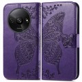 For Xiaomi Redmi A3 Butterfly Love Flower Embossed Leather Phone Case(Dark Purple)