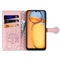 For Xiaomi Redmi 13C Cat and Dog Embossed Leather Phone Case(Rose Gold)