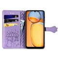 For Xiaomi Redmi 13C Cat and Dog Embossed Leather Phone Case(Purple)
