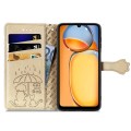 For Xiaomi Redmi 13C Cat and Dog Embossed Leather Phone Case(Gold)