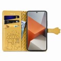 For Xiaomi Redmi Note 13 Pro+ Cat and Dog Embossed Leather Phone Case(Yellow)