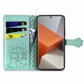 For Xiaomi Redmi Note 13 Pro+ Cat and Dog Embossed Leather Phone Case(Green)
