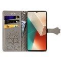 For Xiaomi Redmi Note 13 Cat and Dog Embossed Leather Phone Case(Grey)