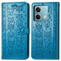 For Xiaomi Redmi Note 13 Cat and Dog Embossed Leather Phone Case(Blue)