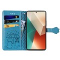 For Xiaomi Redmi Note 13 Cat and Dog Embossed Leather Phone Case(Blue)