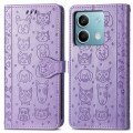 For Xiaomi Redmi Note 13 Cat and Dog Embossed Leather Phone Case(Purple)