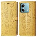For Xiaomi Redmi Note 13 Cat and Dog Embossed Leather Phone Case(Yellow)