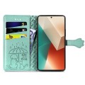 For Xiaomi Redmi Note 13 Cat and Dog Embossed Leather Phone Case(Green)