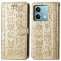 For Xiaomi Redmi Note 13 Cat and Dog Embossed Leather Phone Case(Gold)