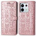 For Xiaomi Redmi Note 13 Pro Cat and Dog Embossed Leather Phone Case(Rose Gold)