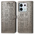 For Xiaomi Redmi Note 13 Pro Cat and Dog Embossed Leather Phone Case(Grey)