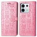 For Xiaomi Redmi Note 13 Pro Cat and Dog Embossed Leather Phone Case(Pink)