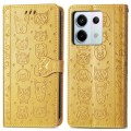 For Xiaomi Redmi Note 13 Pro Cat and Dog Embossed Leather Phone Case(Yellow)