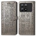 For Xiaomi Redmi K70E Cat and Dog Embossed Leather Phone Case(Grey)