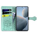 For Xiaomi Redmi K70E Cat and Dog Embossed Leather Phone Case(Green)