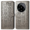 For Xiaomi 14 Ultra Cat and Dog Embossed Leather Phone Case(Grey)