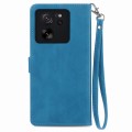 For Xiaomi 13T / 13T Pro Embossed Flower Zipper Leather Phone Case(Blue)