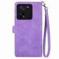 For Xiaomi 13T / 13T Pro Embossed Flower Zipper Leather Phone Case(Purple)