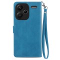 For Xiaomi Redmi Note 13 Pro+ Embossed Flower Zipper Leather Phone Case(Blue)