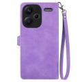 For Xiaomi Redmi Note 13 Pro+ Embossed Flower Zipper Leather Phone Case(Purple)