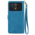 For Xiaomi Redmi K70 Embossed Flower Zipper Leather Phone Case(Blue)