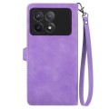 For Xiaomi Redmi K70 Embossed Flower Zipper Leather Phone Case(Purple)