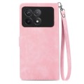 For Xiaomi Redmi K70 Embossed Flower Zipper Leather Phone Case(Pink)