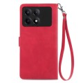 For Xiaomi Redmi K70E Embossed Flower Zipper Leather Phone Case(Red)