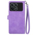 For Xiaomi Redmi K70 Pro Embossed Flower Zipper Leather Phone Case(Purple)