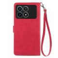 For Xiaomi Redmi K70 Pro Embossed Flower Zipper Leather Phone Case(Red)