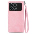 For Xiaomi Redmi K70 Pro Embossed Flower Zipper Leather Phone Case(Pink)
