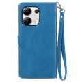 For Xiaomi Redmi Note 13 4G Embossed Flower Zipper Leather Phone Case(Blue)