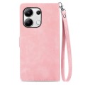For Xiaomi Redmi Note 13 4G Embossed Flower Zipper Leather Phone Case(Pink)