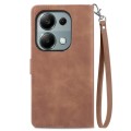 For Redmi Note 13 Pro 4G Embossed Flower Zipper Leather Phone Case(Brown)
