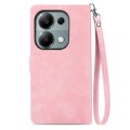 For Redmi Note 13 Pro 4G Embossed Flower Zipper Leather Phone Case(Pink)