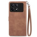 For Xiaomi Poco X6 Pro Embossed Flower Zipper Leather Phone Case(Brown)
