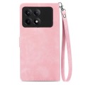 For Xiaomi Poco X6 Pro Embossed Flower Zipper Leather Phone Case(Pink)