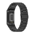 For Fitbit Charge 6 Three Beads Stainless Steel Metal Watch Band(Black)