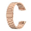 For Fitbit Charge 6 Three Beads Stainless Steel Metal Watch Band(Rose Gold)