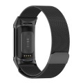 For Fitbit Charge 6 Milan Magnetic Metal Steel Mesh Watch Band(Black)